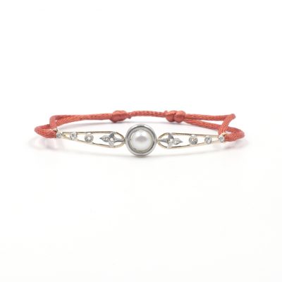 bracelet Or Jaune - bijou ancien - perle - diamants
